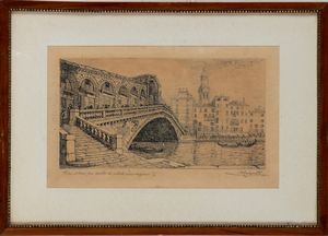 ANTONIO CARBONATI : Ponte di Rialto - Piazza San Marco a Venezia  - Asta Opere su carta. Stampe, disegni, foto d'epoca - Associazione Nazionale - Case d'Asta italiane