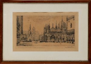 ANTONIO CARBONATI : Ponte di Rialto - Piazza San Marco a Venezia  - Asta Opere su carta. Stampe, disegni, foto d'epoca - Associazione Nazionale - Case d'Asta italiane