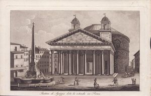 Panteon - Foro Romano - Colosseo - Piazza del Popolo  - Asta Opere su carta. Stampe, disegni, foto d'epoca - Associazione Nazionale - Case d'Asta italiane