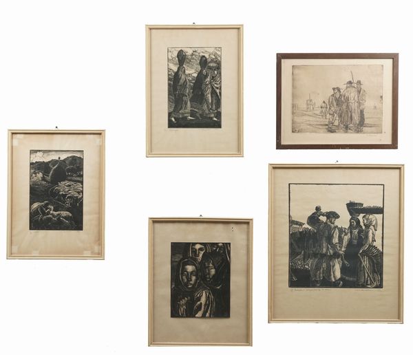 Mario Delitala (1887-1990) Mattino, Verso la fonte, Contadini di Sardegna, L'Eroica  - Asta Antiquariato - Associazione Nazionale - Case d'Asta italiane