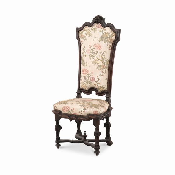 Sedia Luigi XIV in legno intagliato. XVIII secolo  - Asta Antiquariato - Associazione Nazionale - Case d'Asta italiane