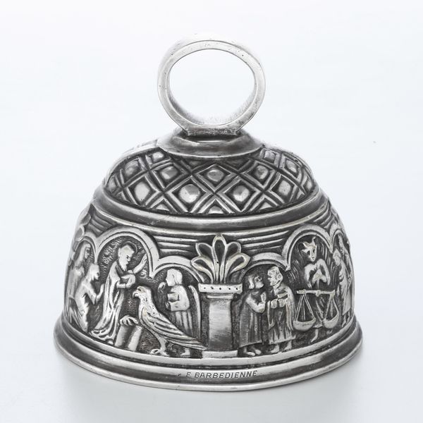 Campanello in metallo argentato firmato F. Barbedienne  - Asta Antiquariato - Associazione Nazionale - Case d'Asta italiane