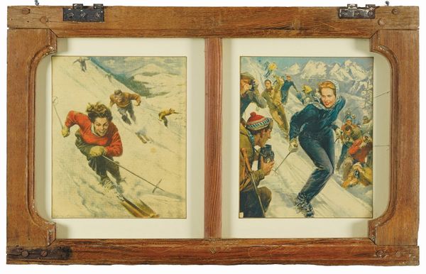 Anta in legno con scene di sciatori  - Asta Antiquariato - Associazione Nazionale - Case d'Asta italiane