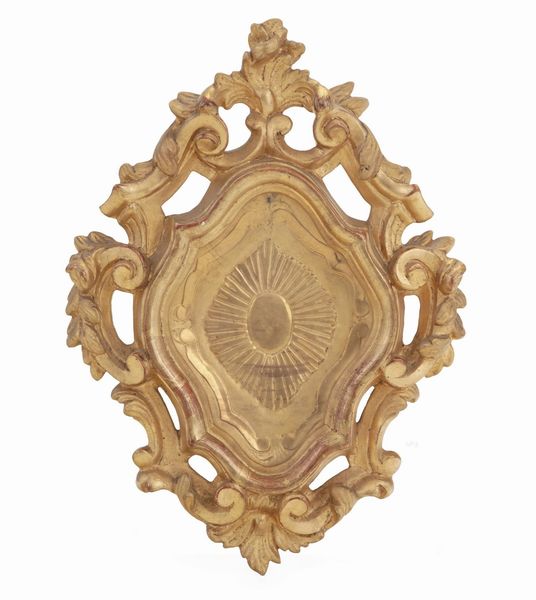 Portareliquie in legno dorato. XIX secolo  - Asta Antiquariato - Associazione Nazionale - Case d'Asta italiane