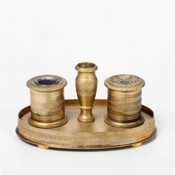 Calamaio in bronzo dorato. XIX secolo  - Asta Antiquariato - Associazione Nazionale - Case d'Asta italiane