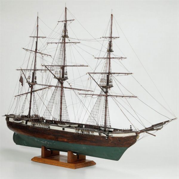 Modello di veliero a tre alberi. Fine XIX secolo  - Asta Antiquariato - Associazione Nazionale - Case d'Asta italiane