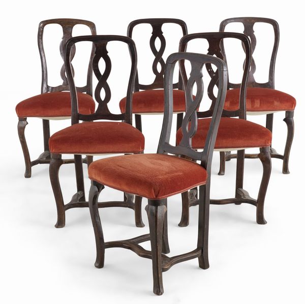 Cinque sedie in legno. Emilia XIX secolo  - Asta Antiquariato - Associazione Nazionale - Case d'Asta italiane