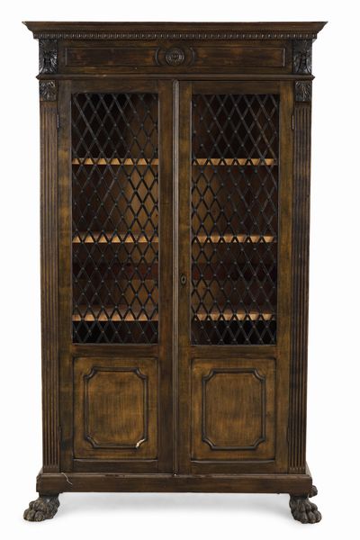 Libreria in legno scolpito. Fine XIX - inizi XX secolo  - Asta Antiquariato - Associazione Nazionale - Case d'Asta italiane