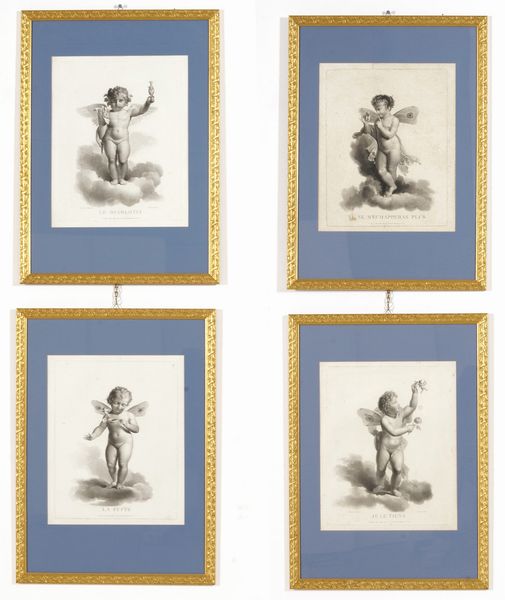 Quattro stampe con amorini. XIX secolo  - Asta Antiquariato - Associazione Nazionale - Case d'Asta italiane