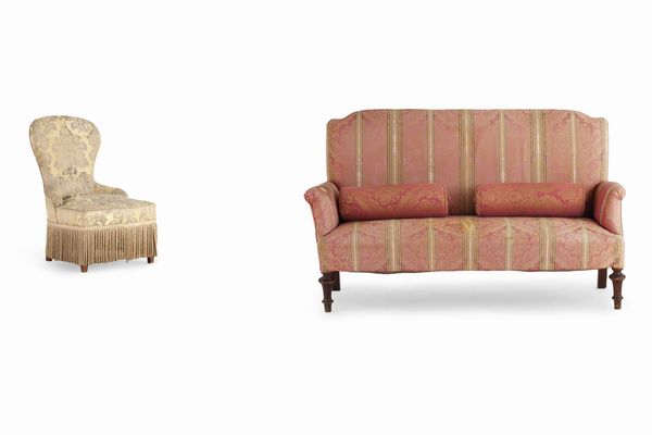 Divanetto e poltroncina imbottiti. XIX secolo  - Asta Antiquariato - Associazione Nazionale - Case d'Asta italiane