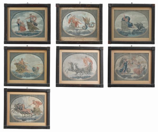 Sette stampe a soggetto mitologico. XIX secolo  - Asta Antiquariato - Associazione Nazionale - Case d'Asta italiane