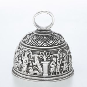 Campanello in metallo argentato firmato F. Barbedienne  - Asta Antiquariato - Associazione Nazionale - Case d'Asta italiane