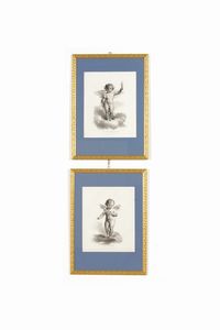 Quattro stampe con amorini. XIX secolo  - Asta Antiquariato - Associazione Nazionale - Case d'Asta italiane