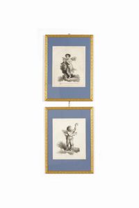 Quattro stampe con amorini. XIX secolo  - Asta Antiquariato - Associazione Nazionale - Case d'Asta italiane