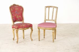 Lotto di sei sedie diverse in legno. XVIII-XIX secolo  - Asta Antiquariato - Associazione Nazionale - Case d'Asta italiane