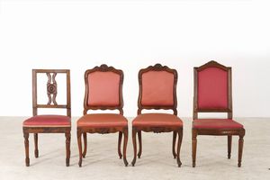 Lotto di sei sedie diverse in legno. XVIII-XIX secolo  - Asta Antiquariato - Associazione Nazionale - Case d'Asta italiane