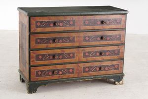 Cassettone in legno dipinto. Tirolo XIX secolo  - Asta Antiquariato - Associazione Nazionale - Case d'Asta italiane