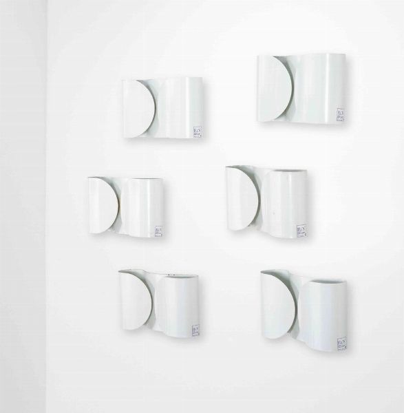 TOBIA SCARPA : Sei appliques mod. Foglio  - Asta Antiquariato del XX secolo - Associazione Nazionale - Case d'Asta italiane