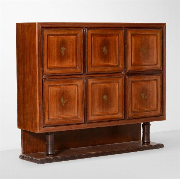 Mobile contenitore con struttura, sostegni e piano in legno con particolari in ottone.  - Asta Antiquariato del XX secolo - Associazione Nazionale - Case d'Asta italiane