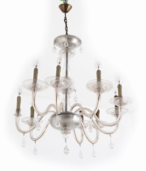 Lampadario in vetro di murano  - Asta Antiquariato del XX secolo - Associazione Nazionale - Case d'Asta italiane