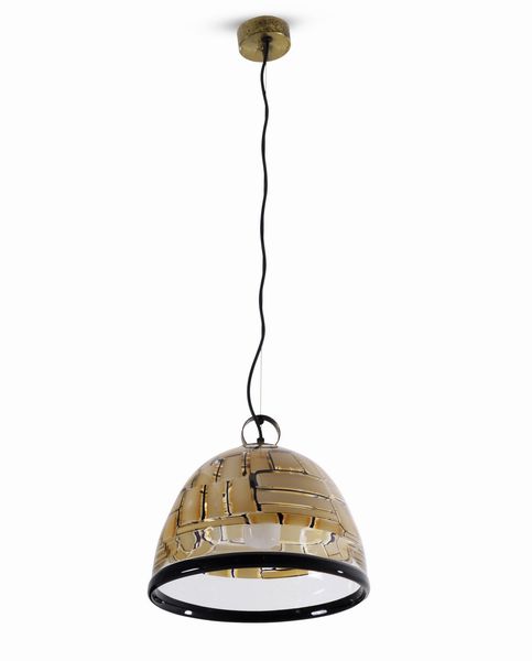Barovier & Toso : Lampada da soffitto in vetro con decoro di macchie policrome  - Asta Antiquariato del XX secolo - Associazione Nazionale - Case d'Asta italiane