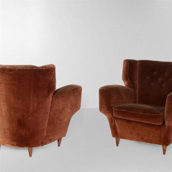 MELCHIORRE BEGA : Divano e coppia di poltrone  - Asta Antiquariato del XX secolo - Associazione Nazionale - Case d'Asta italiane