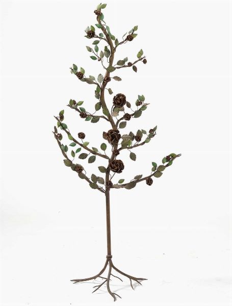Albero in ferro battuto con rosa rampicante  - Asta Antiquariato del XX secolo - Associazione Nazionale - Case d'Asta italiane