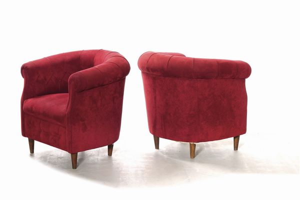 Quattro poltrone rosse.  - Asta Antiquariato del XX secolo - Associazione Nazionale - Case d'Asta italiane