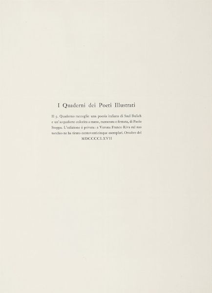 Saul Bulich : Parabole.  - Asta Libri, Autografi e Manoscritti - Associazione Nazionale - Case d'Asta italiane