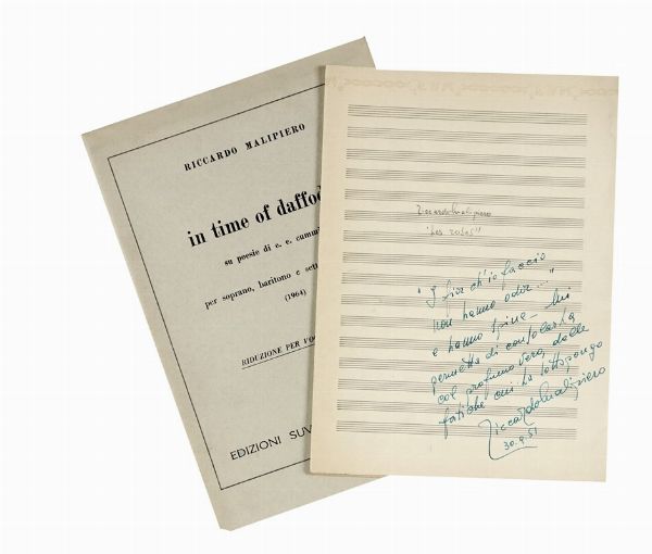 RICCARDO MALIPIERO : Raccolta di spartiti autografi e a stampa.  - Asta Libri, Autografi e Manoscritti - Associazione Nazionale - Case d'Asta italiane