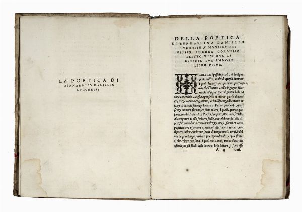 BERNARDINO DANIELLO : La poetica di Bernardino Daniello lucchese.  - Asta Libri, Autografi e Manoscritti - Associazione Nazionale - Case d'Asta italiane