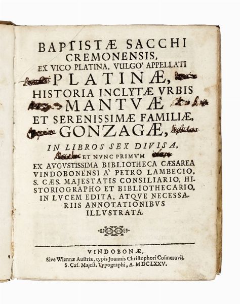 PETER LAMBECK : Historia inclytae urbis Mantuae et serenissimae familiae, Gonzagae, in libros sex divisà  - Asta Libri, Autografi e Manoscritti - Associazione Nazionale - Case d'Asta italiane