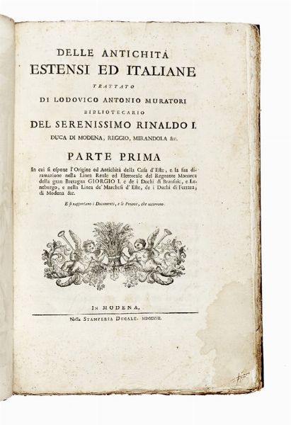 LODOVICO ANTONIO MURATORI : Delle antichit estensi ed italiane [...]. Parte prima [-seconda].  - Asta Libri, Autografi e Manoscritti - Associazione Nazionale - Case d'Asta italiane