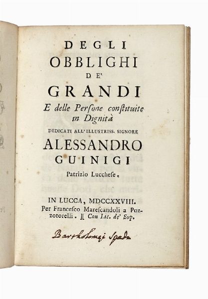Lotto di opere stampate dai Marescandoli di Lucca.  - Asta Libri, Autografi e Manoscritti - Associazione Nazionale - Case d'Asta italiane