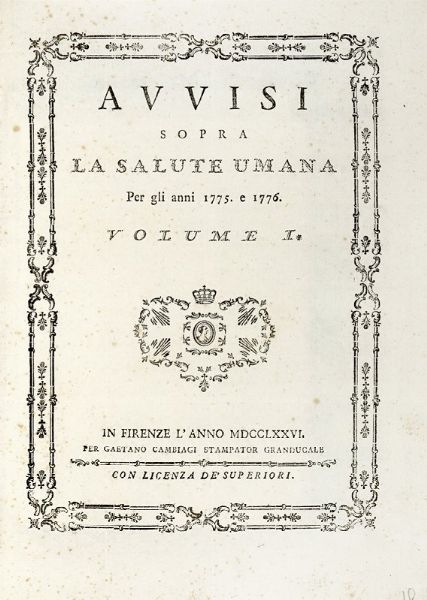 Avvisi sopra la salute umana.  - Asta Libri, Autografi e Manoscritti - Associazione Nazionale - Case d'Asta italiane