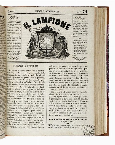Il lampione: giornale per tutti.  - Asta Libri, Autografi e Manoscritti - Associazione Nazionale - Case d'Asta italiane