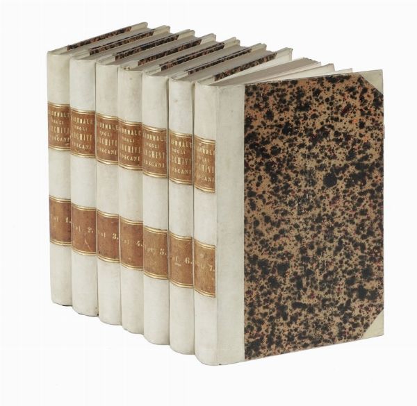 Giornale storico degli archivi toscani... Vol. I [-VII].  - Asta Libri, Autografi e Manoscritti - Associazione Nazionale - Case d'Asta italiane