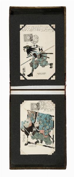 Album di 46 cartoline giapponesi dedicate ai ronin.  - Asta Libri, Autografi e Manoscritti - Associazione Nazionale - Case d'Asta italiane