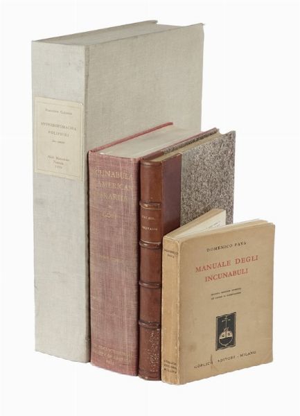 Lotto di opere dedicate agli incunaboli.  - Asta Libri, Autografi e Manoscritti - Associazione Nazionale - Case d'Asta italiane