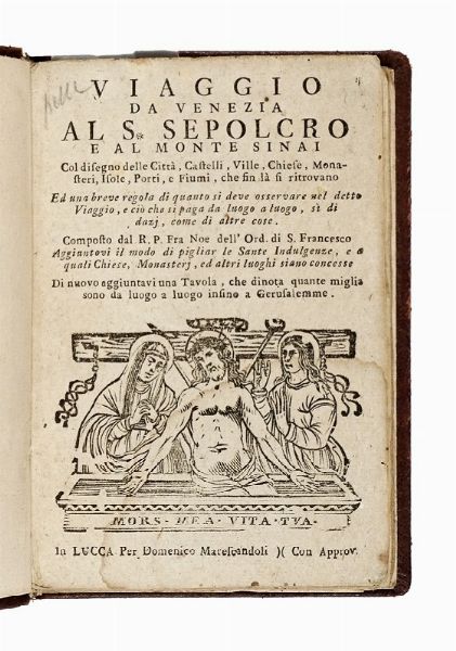 NO BIANCO : Viaggio da Venezia al S. Sepolcro e al Monte Sinai col disegno delle Citta, Castelli, Ville, Chiese, Monasterj, Isole, Porti, e Fiumi, che fin la si ritrovano...  - Asta Libri, Autografi e Manoscritti - Associazione Nazionale - Case d'Asta italiane