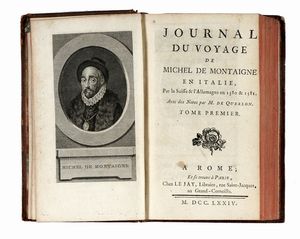 MICHEL EYQUEM (DE) MONTAIGNE - Journal du Voyage [...] en Italie, par la Suisse & l'Allemagne en 1580 & 1581 [...] Tome premier [- second].