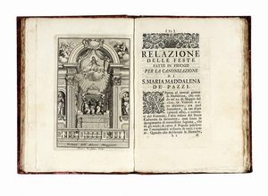 LODOVICO ADIMARI : Prose sacre contenenti il Compendio della vita di S. Maria Maddalena de' Pazzi, e la Relazione delle feste fatte in Firenze per la sua canonizazione [sic]...  - Asta Libri, Autografi e Manoscritti - Associazione Nazionale - Case d'Asta italiane