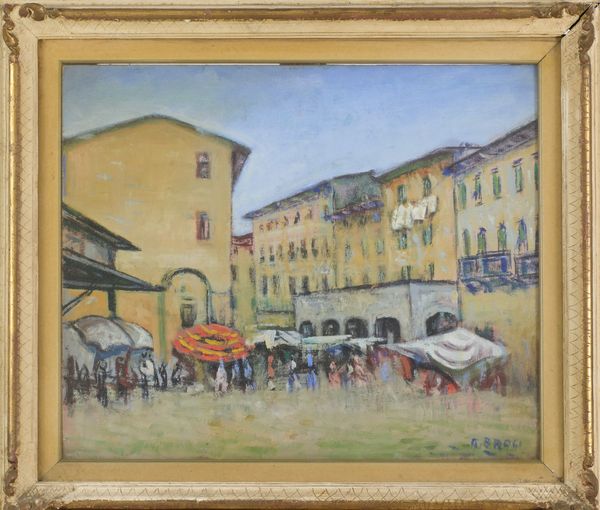 Gino Brogi : Mercato di Piazza Fillippo Lippi (Prato)  - Asta Asta di Arte Moderna e Contemporanea - Associazione Nazionale - Case d'Asta italiane