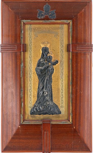 Bassorilievo in rame dorato e brunito raffigurante Nostra Signora del Sacro Cuore, inizi del XX secolo  - Asta ASTA A TEMPO - Antiquariato, Dipinti, Oggetti d'Arte e Pastori da Presepe Napoletani - Associazione Nazionale - Case d'Asta italiane