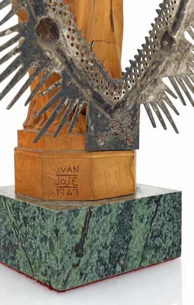 Madonna col Bambino (Vergine del Pilar) in legno e metallo argentato  - Asta ASTA A TEMPO - Antiquariato, Dipinti, Oggetti d'Arte e Pastori da Presepe Napoletani - Associazione Nazionale - Case d'Asta italiane