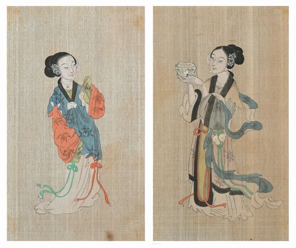 Coppia di dipinti a tempera su seta raffiguranti la divinità orientale Magu, Cina per l'esportazione, fine XIX/inizi XX secolo  - Asta ASTA A TEMPO - Antiquariato, Dipinti, Oggetti d'Arte e Pastori da Presepe Napoletani - Associazione Nazionale - Case d'Asta italiane