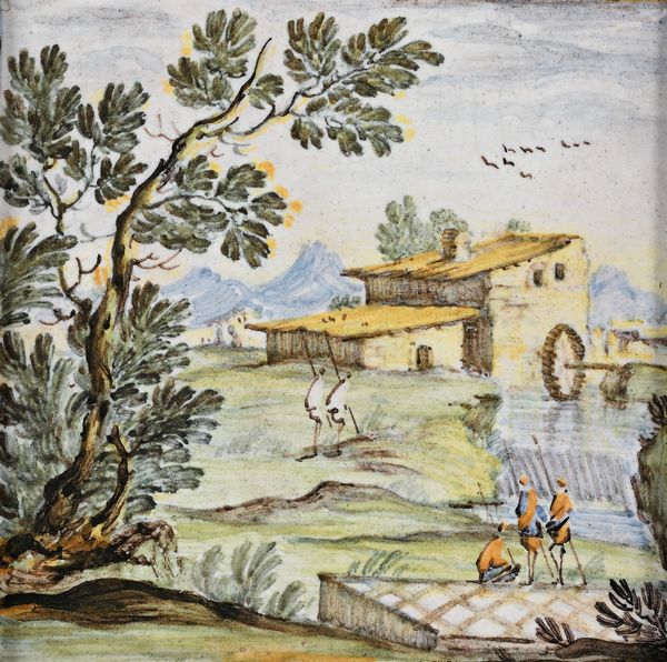Mattonella in maiolica policroma, manifattura di Castelli, XX secolo  - Asta ASTA A TEMPO - Antiquariato, Dipinti, Oggetti d'Arte e Pastori da Presepe Napoletani - Associazione Nazionale - Case d'Asta italiane