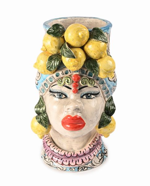 Grande vaso in ceramica policroma, Caltagirone  - Asta ASTA A TEMPO - Antiquariato, Dipinti, Oggetti d'Arte e Pastori da Presepe Napoletani - Associazione Nazionale - Case d'Asta italiane