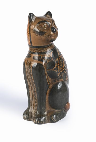 Grande figura di gatto seduto in ceramica di Tonala, arte popolare messicana  - Asta ASTA A TEMPO - Antiquariato, Dipinti, Oggetti d'Arte e Pastori da Presepe Napoletani - Associazione Nazionale - Case d'Asta italiane