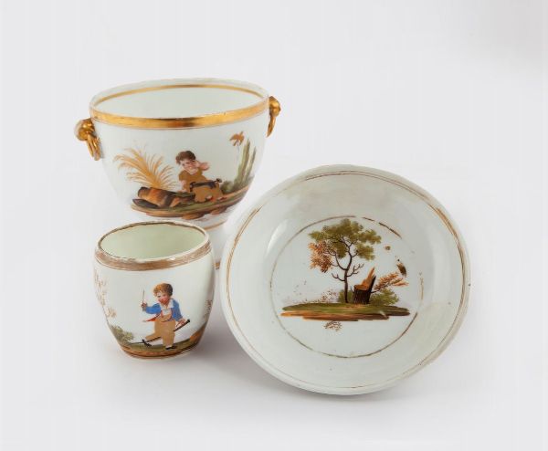 Parte di servizio da caffè in porcellana, Mosca, manifattura Alexander Popov, prima metà del XIX secolo  - Asta ASTA A TEMPO - Antiquariato, Dipinti, Oggetti d'Arte e Pastori da Presepe Napoletani - Associazione Nazionale - Case d'Asta italiane